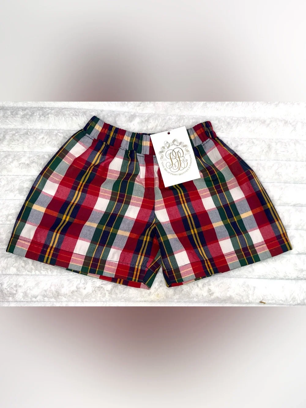 The Beaufort Bonnet Company plaid pull on shorts, size 6-12 mos, NWT